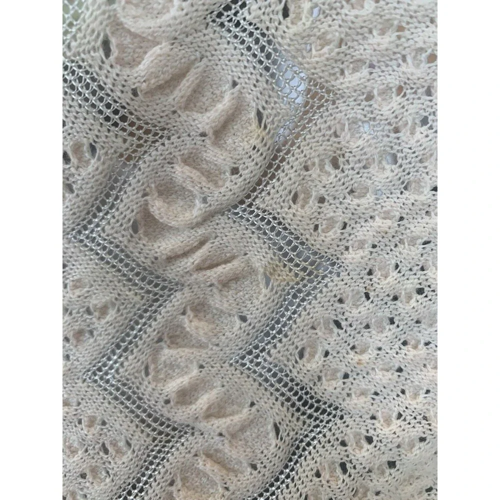 Vintage Handmade Lace & Popcorn Crochet Pale Pink & Champagne 43